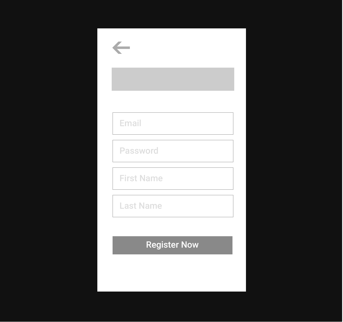 Sign Up Wireframe Screen