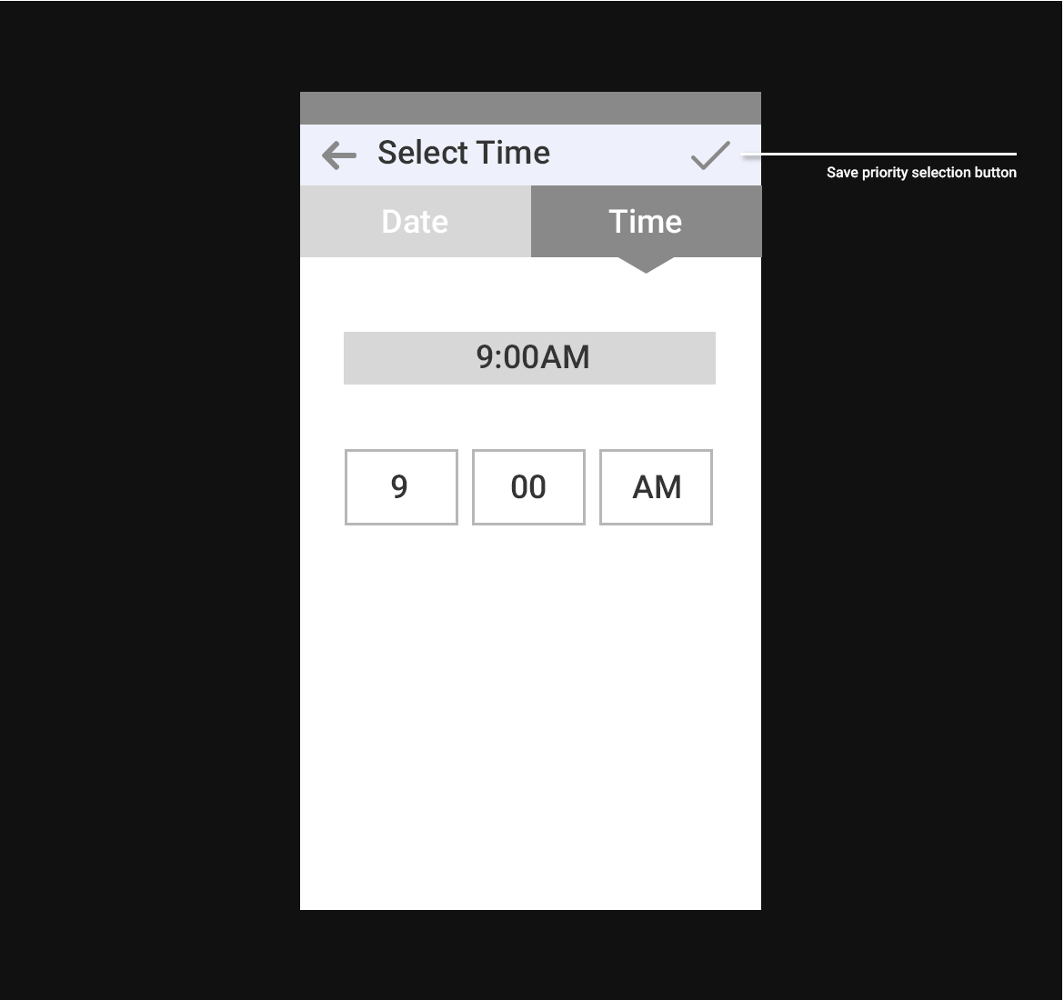 Select Time Wireframe